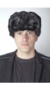 Nerzpelz Mütze in russischer Stil - Mütze aus Reste oder Stücke von Nerzpelz- Schwarz